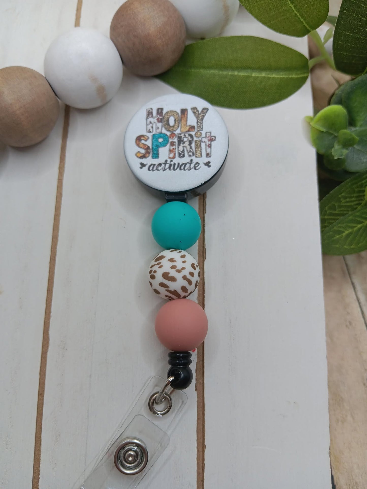 Holy Spirit Activate Beaded Badge Reel
