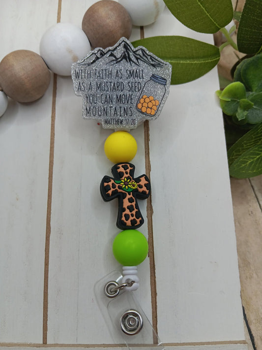 With Faith as Small as a Mustard Seed Beaded Badge Reel