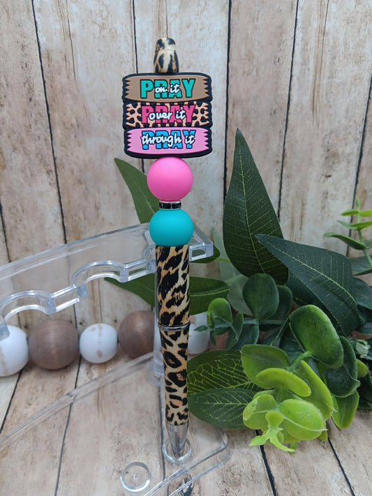 Pray on it Pray over it Pray Through it Beaded Ink Pen