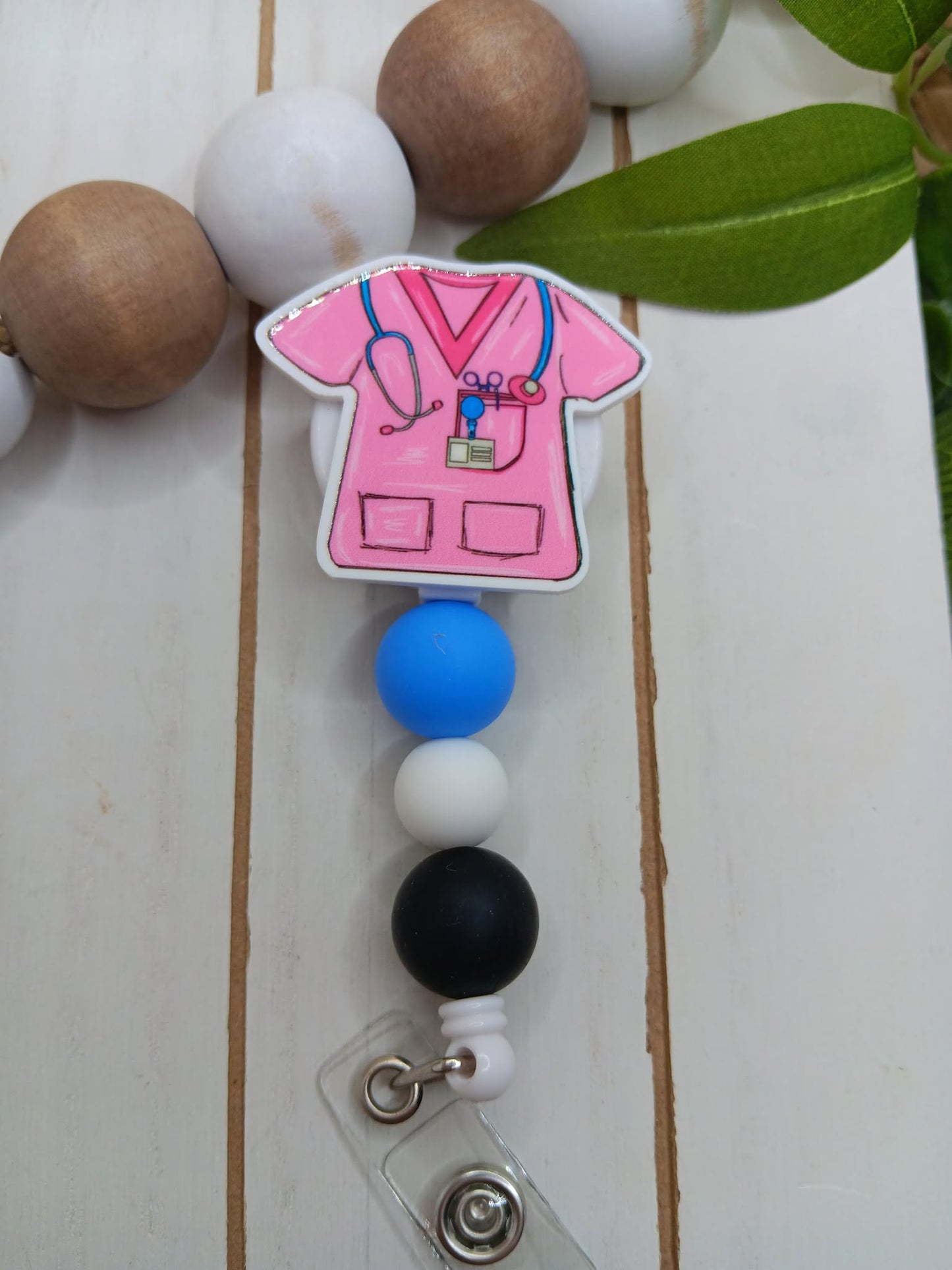 Scrub Beaded Badge Reel