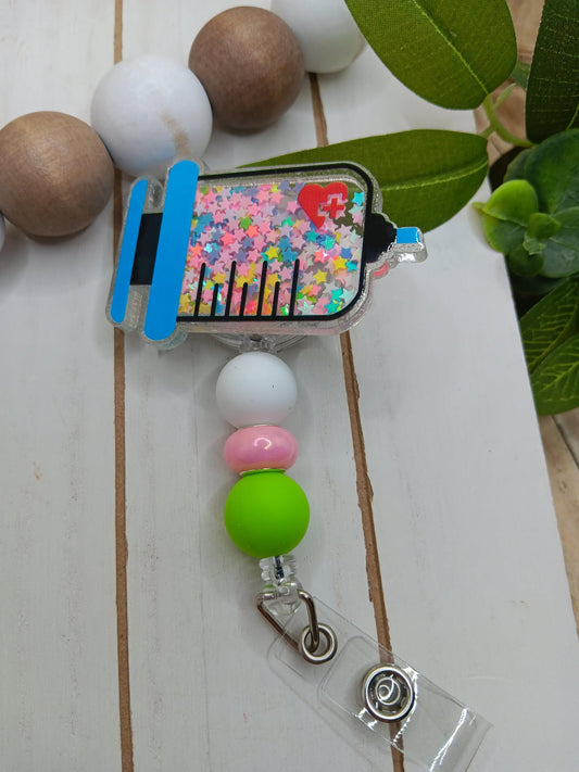 Shot Shaker Style Beaded Badge Reel