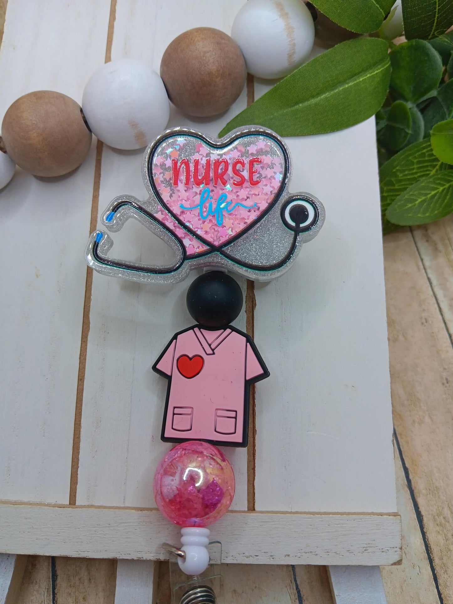 Nurse Beaded Badge Reel