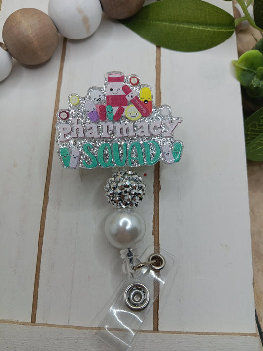 Pharmacy Squad Beaded Badge Reel