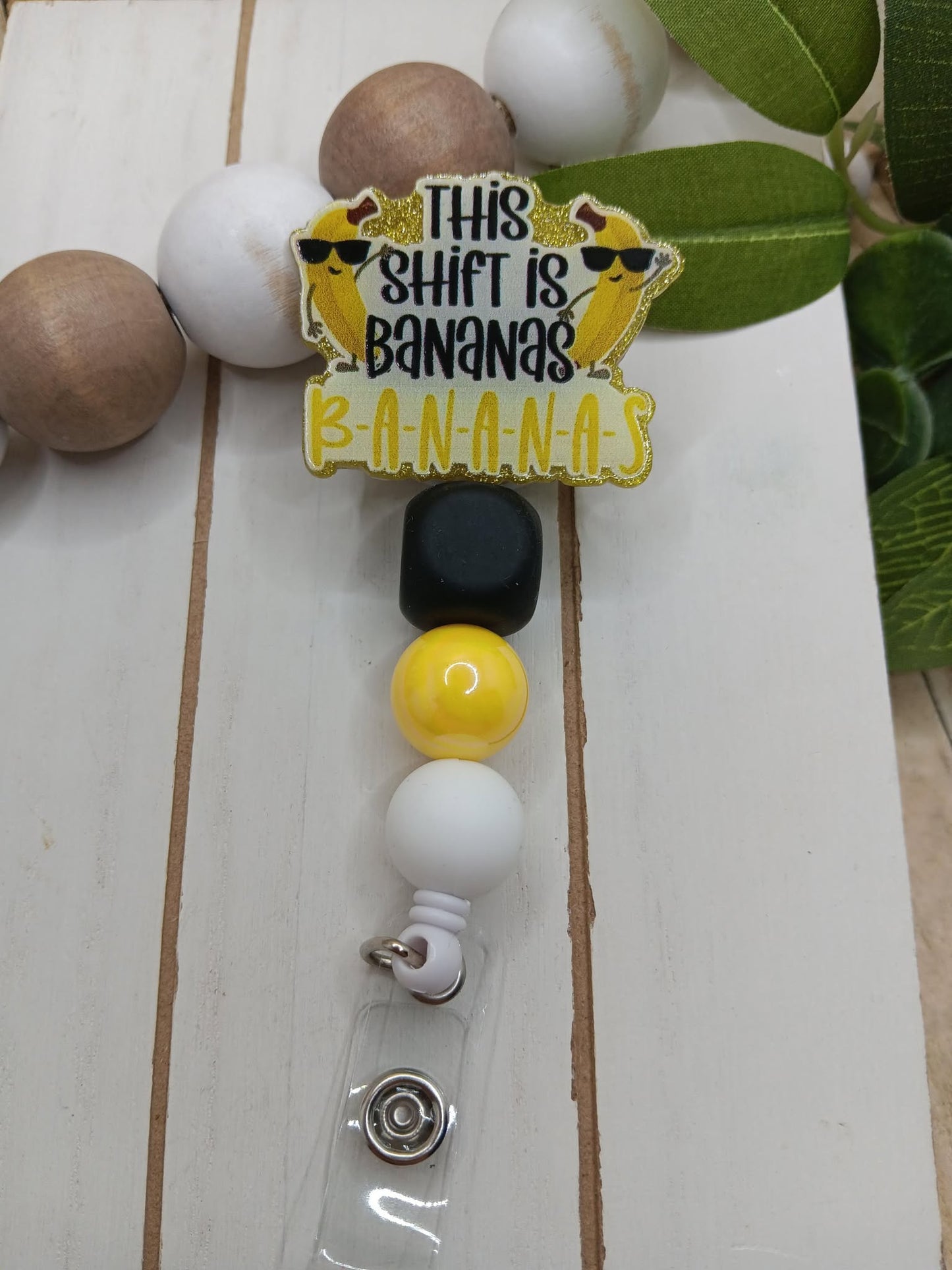 This Shift is Bananas Beaded Badge Reel