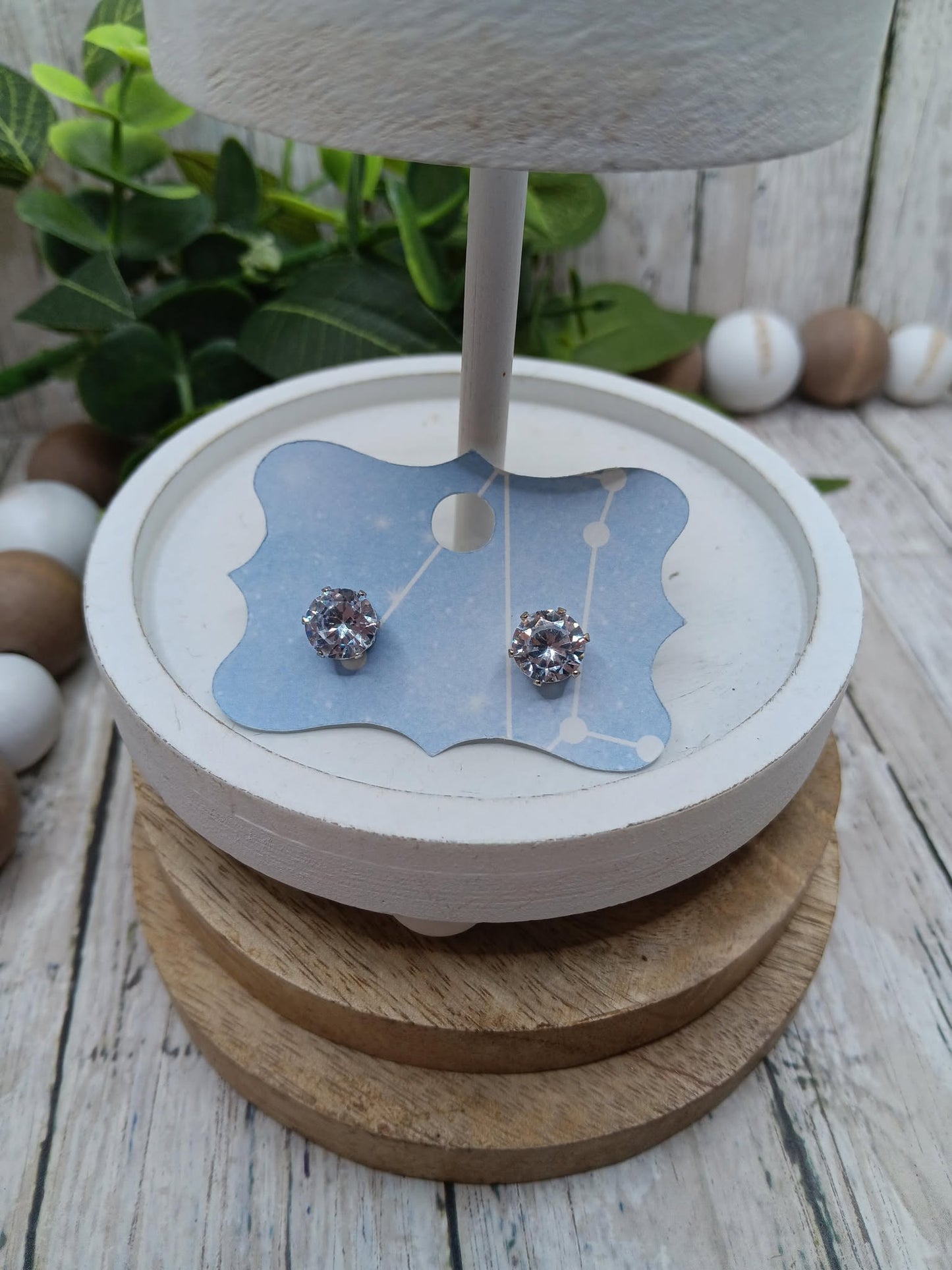 Silver Solitaire Rhinestone Earrings