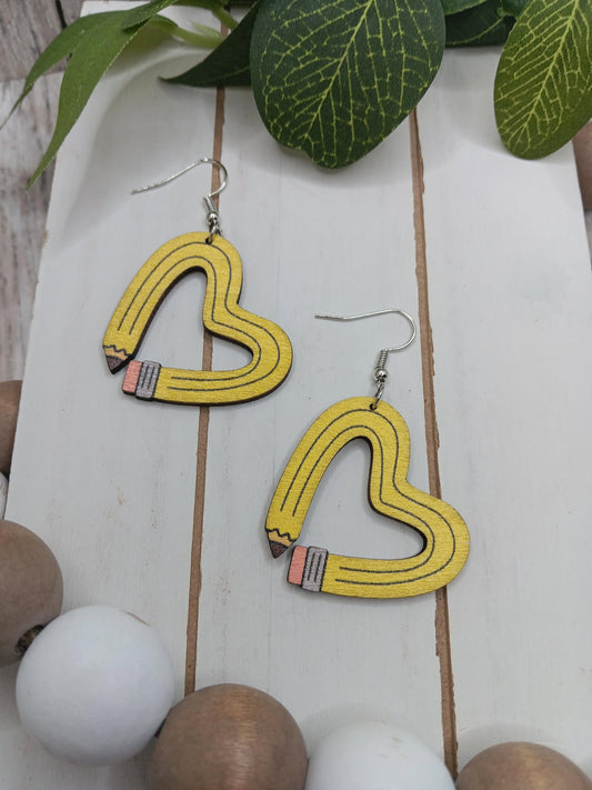 Pencil Heart Earrings
