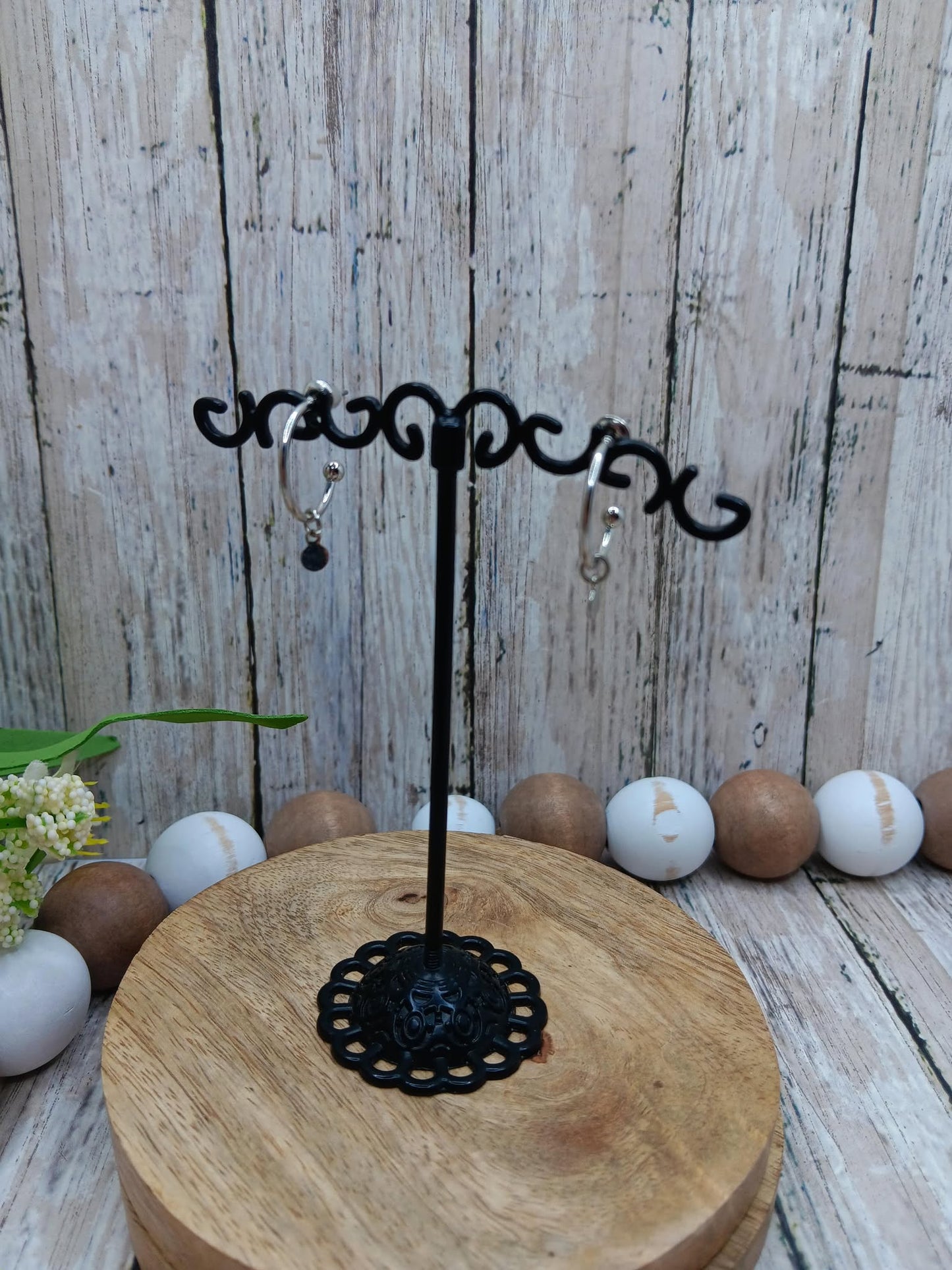 Dainty Silver Hoop Earrings w/ Silver Dangle Detail