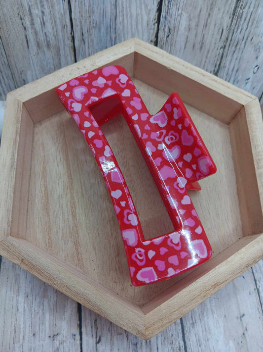 Red Hearts Hair Claw Clip