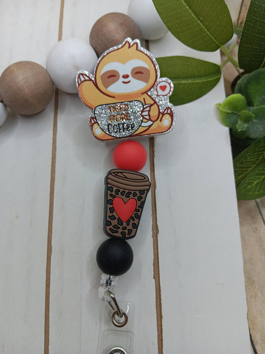 Sloth Beaded Badge Reel
