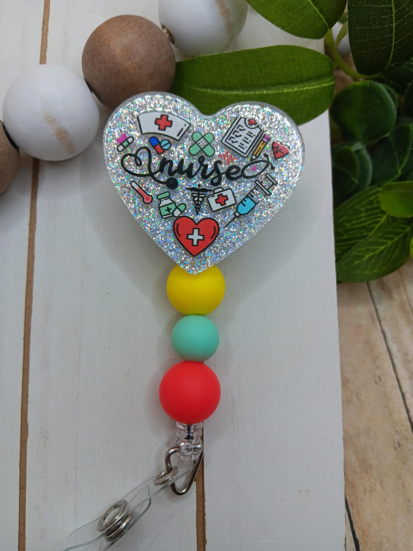 Nurse Beaded Badge Reel
