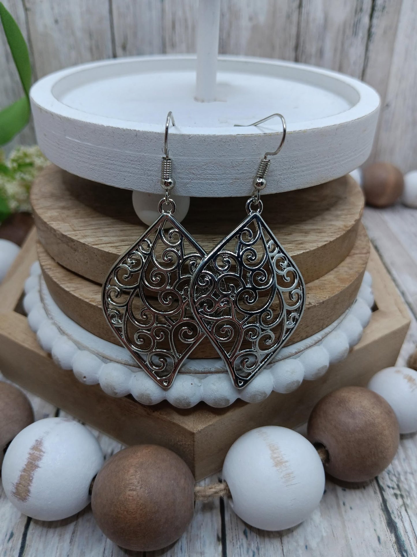 Silver Filigree Elongated Earrings
