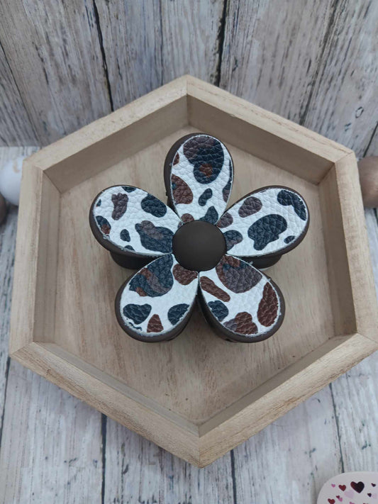 Brown & Black Cow Print Hair Claw Clip