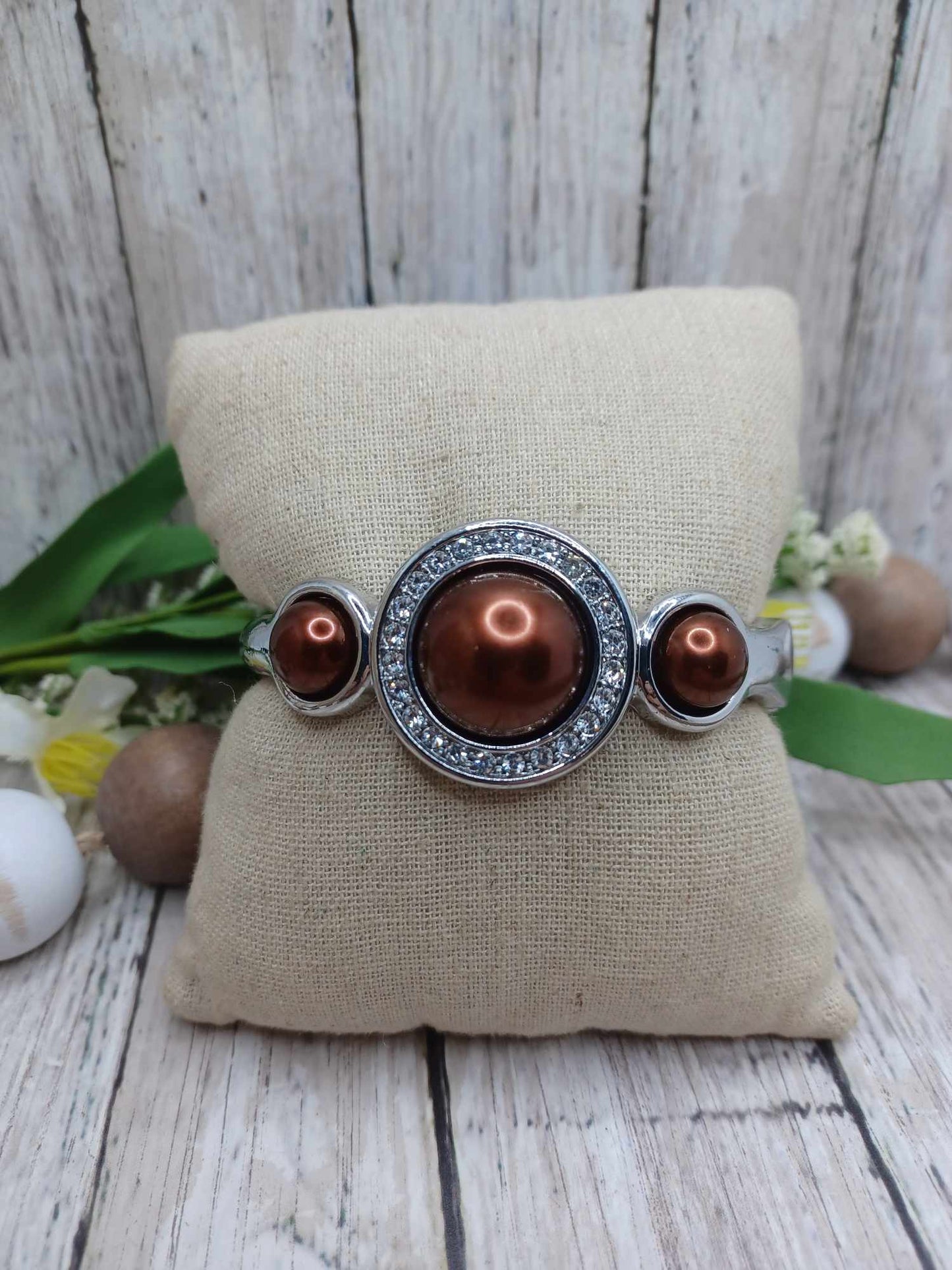 Silver Bracelet w/ Brown Accents