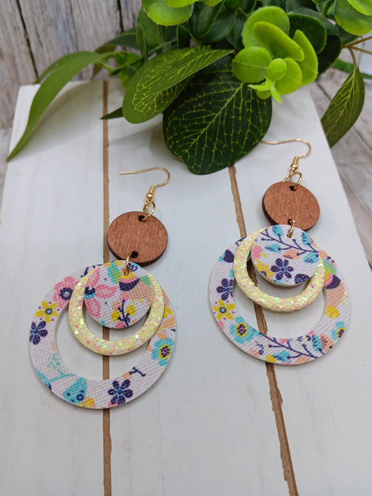 Floral Patterned & Glitter Earrings