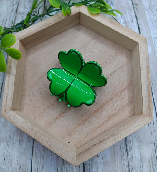 Green Shamrock Hair Claw Clip