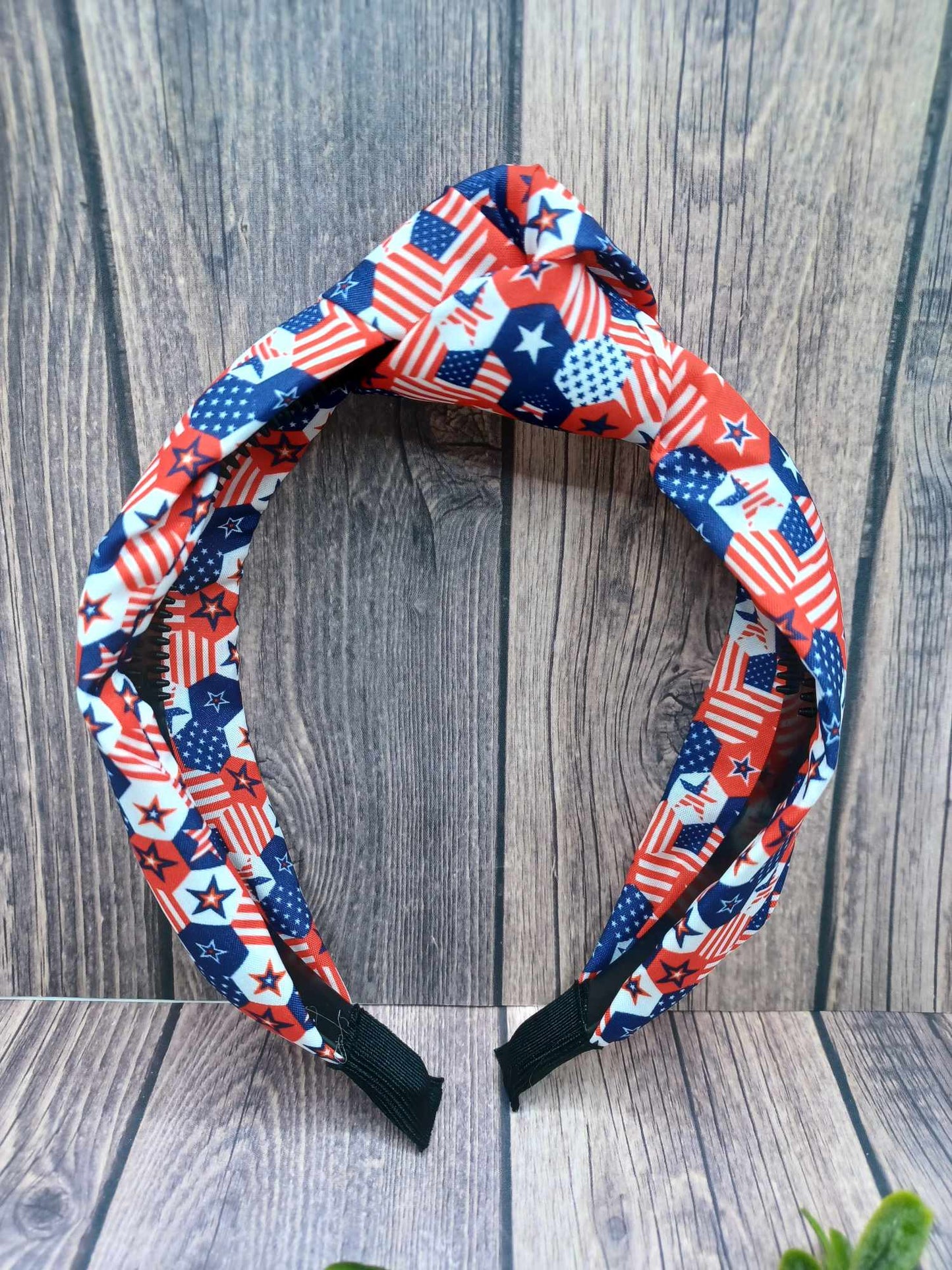 Red, White, & Blue Honeycomb Design Top Knot Headband
