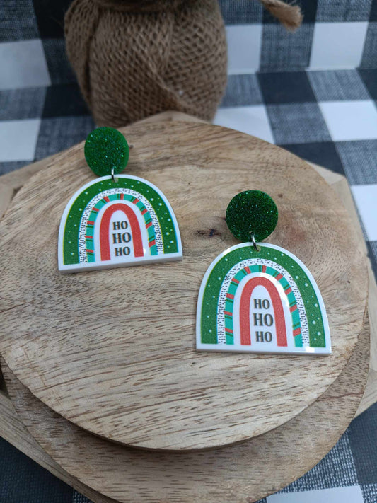 HO HO HO Green Rainbow Earrings