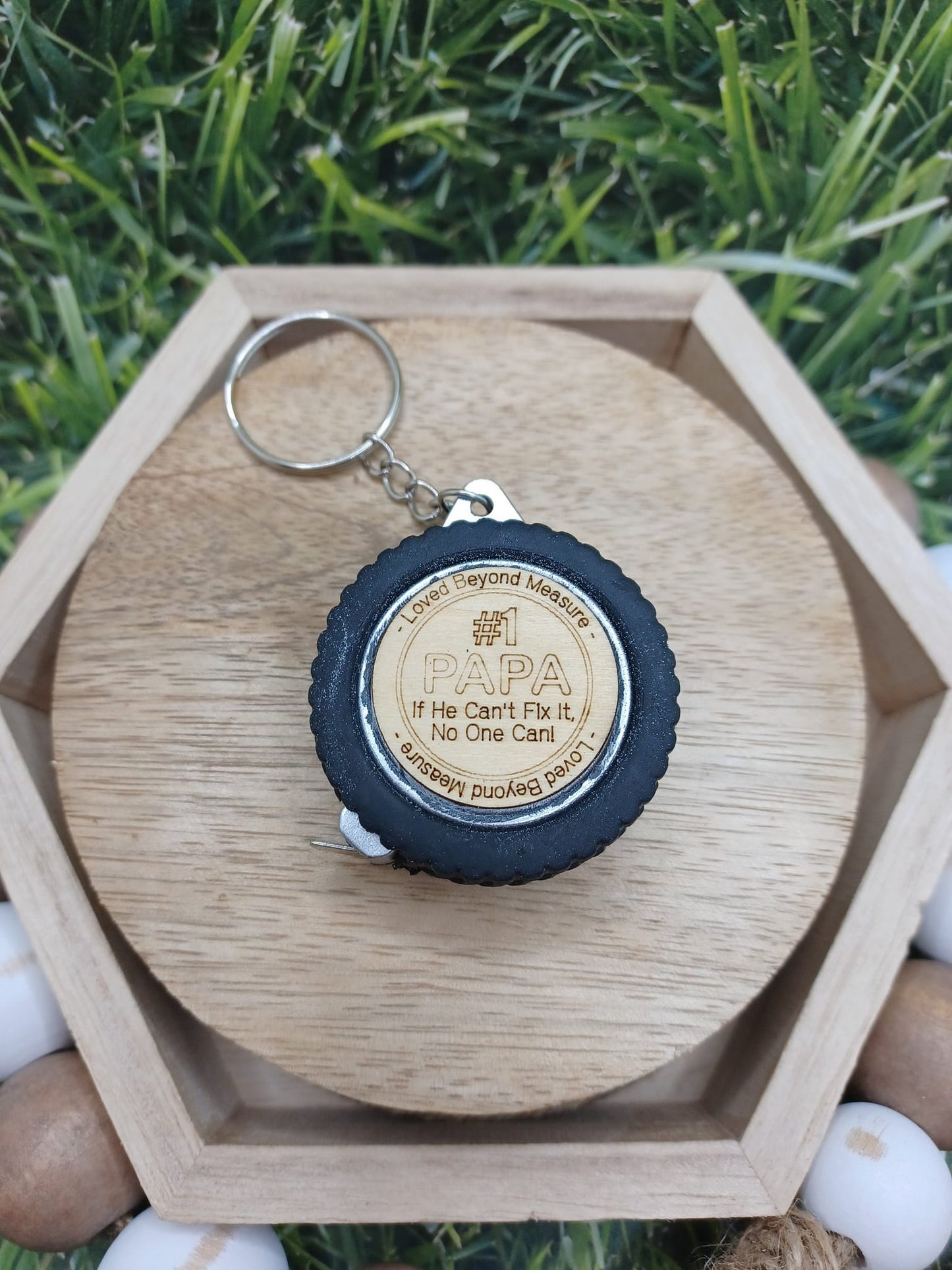 #1 Papa - If He Cant fix it No one Can Tire Measuring Tape Keychain