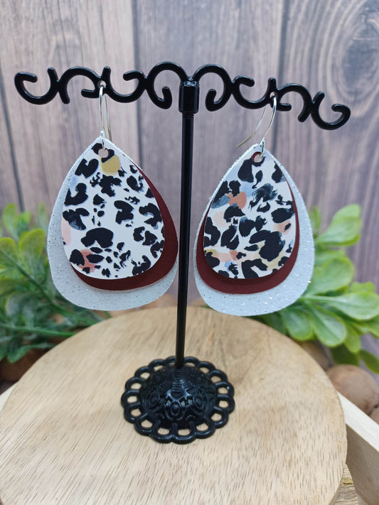 Layered Cow Print Earrings