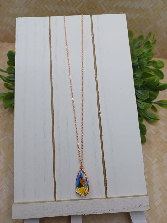 Rose Gold Necklace w/ Mermaid Rhinestone Pendant