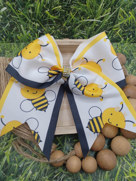 White Bee Patterned Hair Accessory w/ Rhinestone