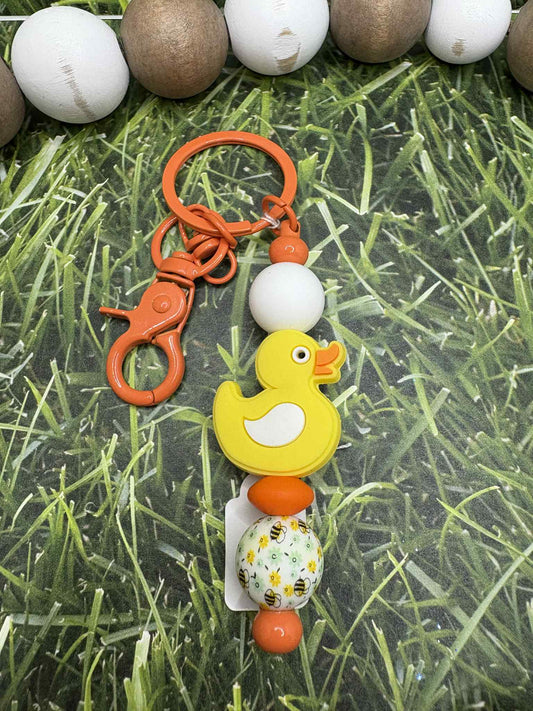 Yellow Duck Beaded Keychain