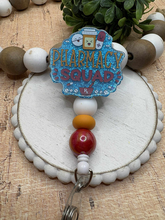 Pharmacy Squad Beaded Badge Reel