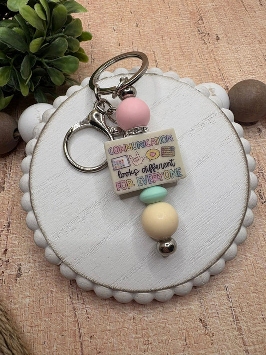 Communication looks different For Everyone Beaded Keychain -