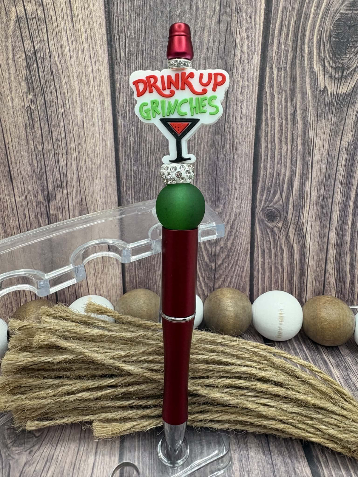 Drink Up Grinches Beaded Ink Pen
