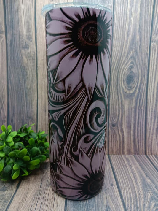 PREORDER - Black & White Sunflower 20 oz Tumbler
