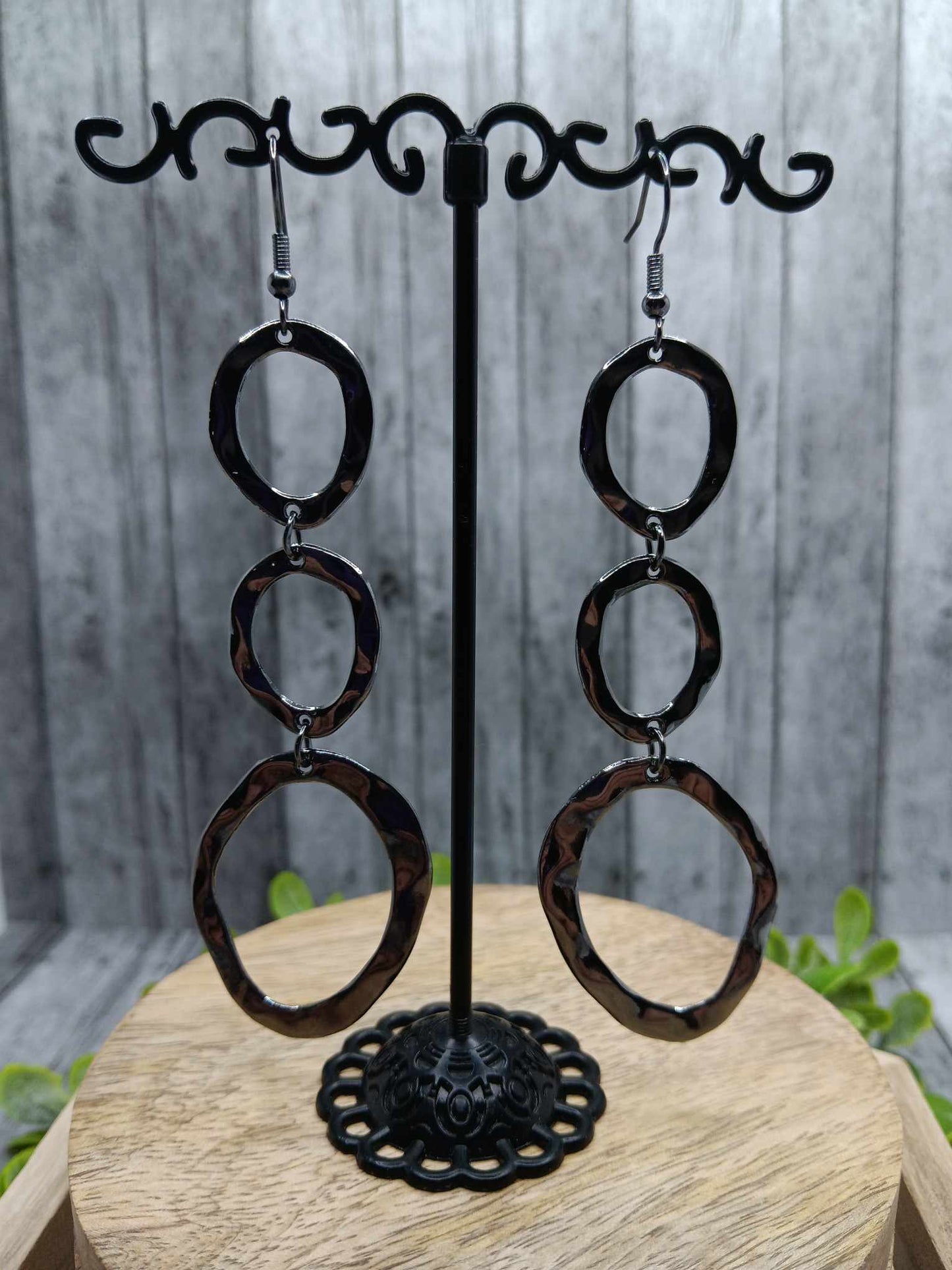 Gunmetal Oval Style Earrings