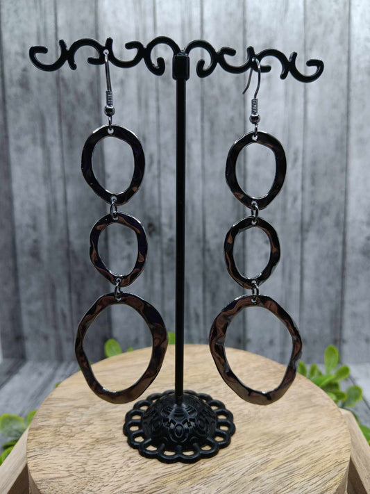 Gunmetal Oval Style Earrings