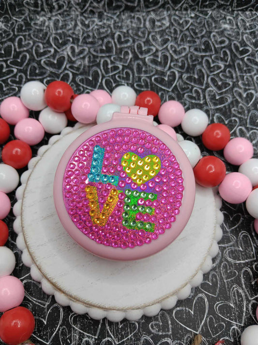 LOVE Heart Compact Mirror w/ Built in Brush