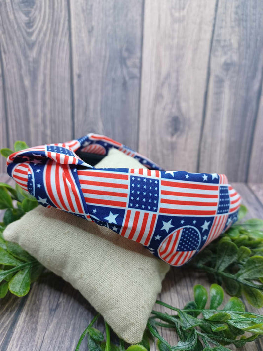 Red, White, & Blue Rectangular Design Top Knot Headband