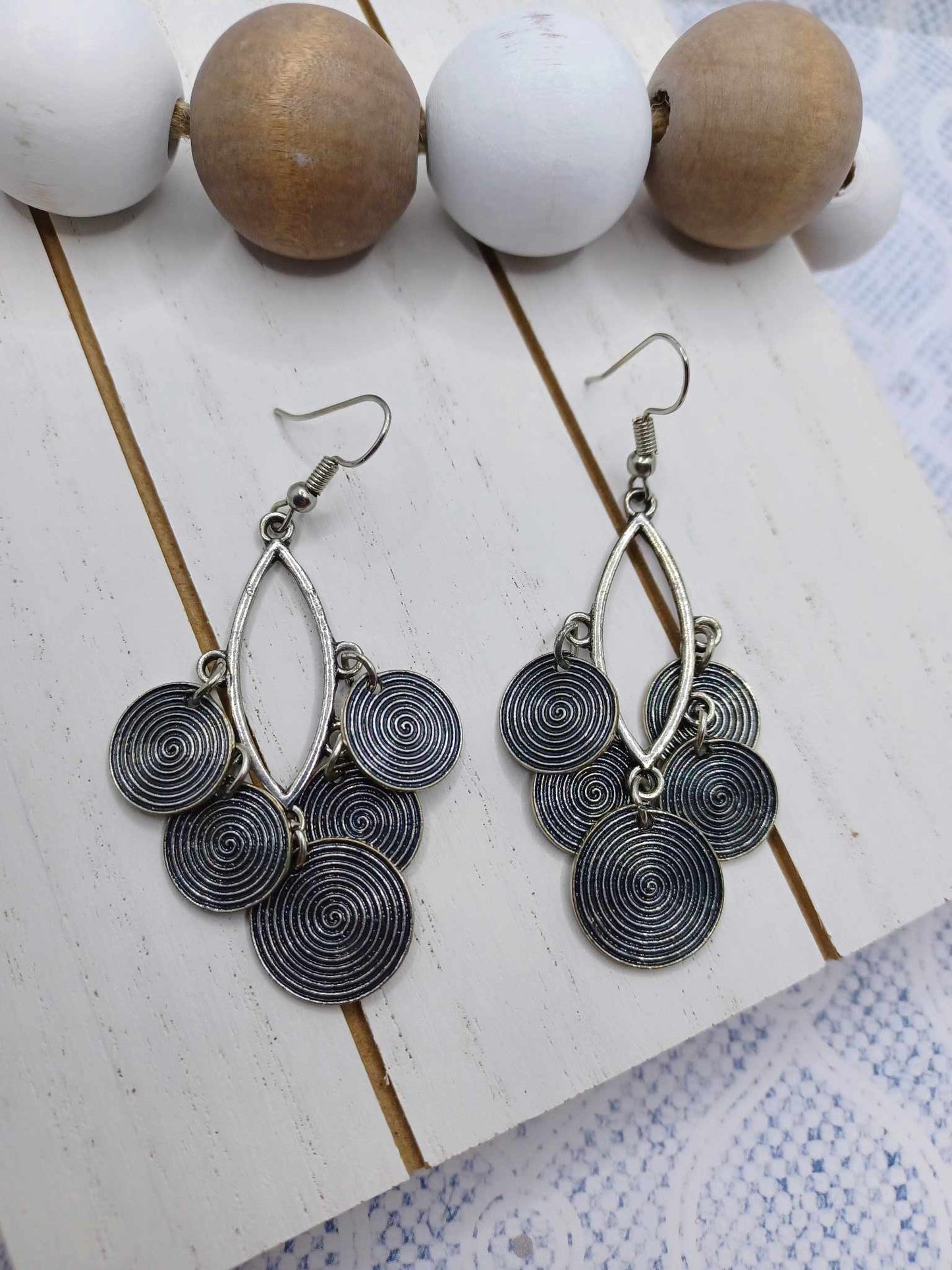 Antiqued Silver Disc Earrings