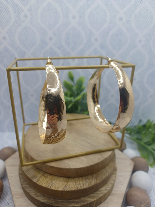 Gold Textured Thin to Wide Earrings