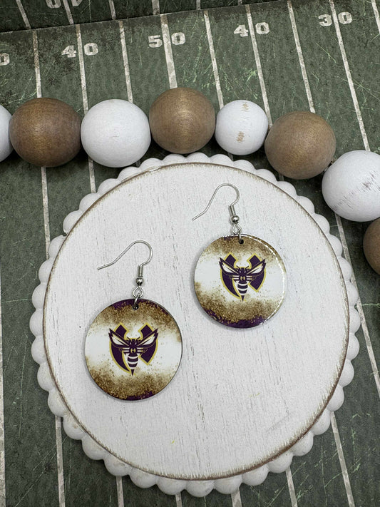 Hiram Hornets Gold & Purple Earrings