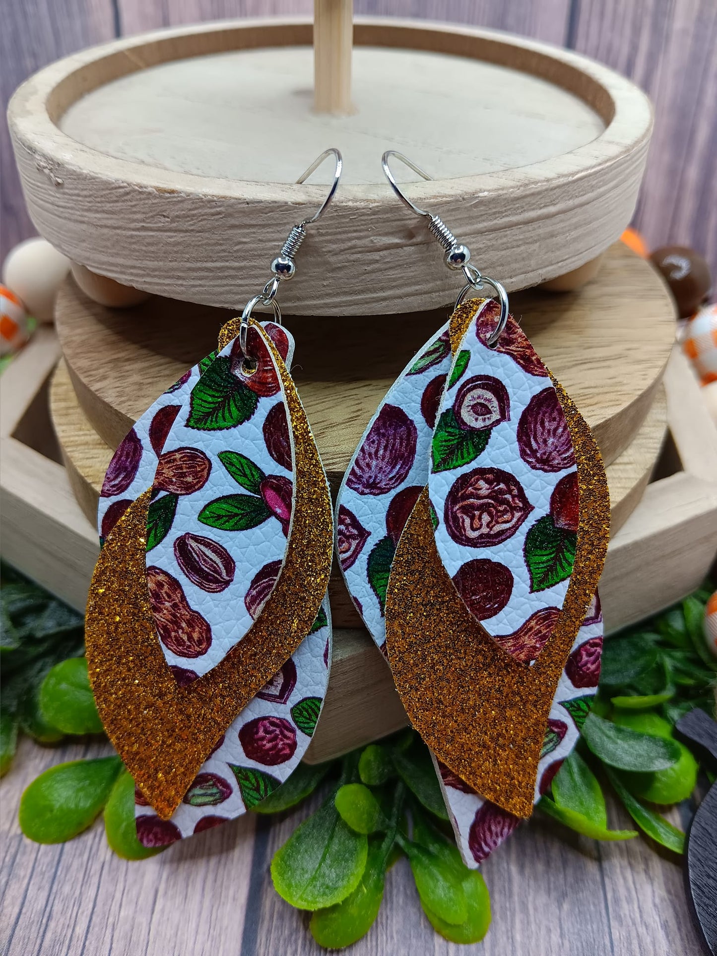 Triple Layered Fall Patterned Earrings