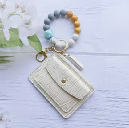 White Beaded Wristlet Wallet