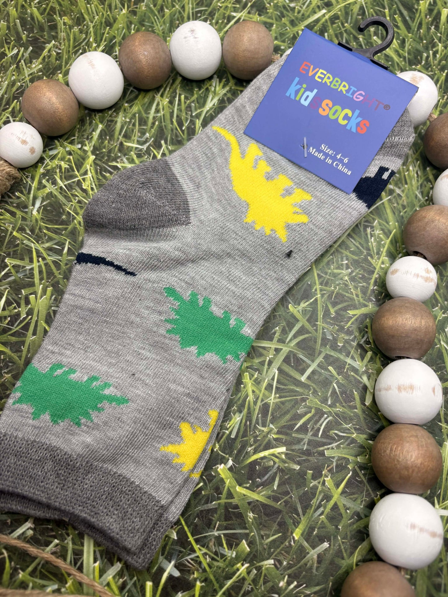 Grey Dinosaur Socks