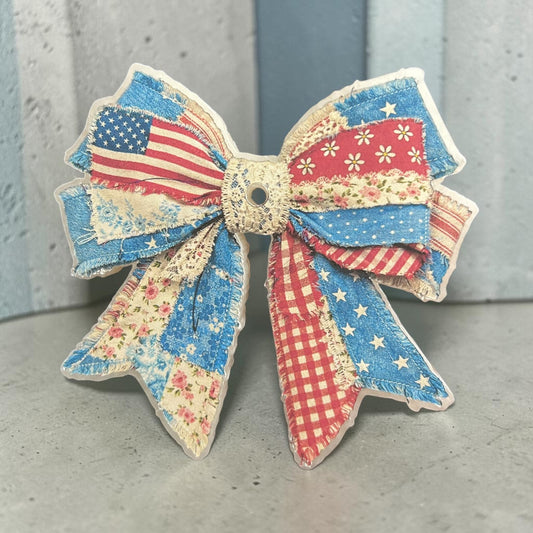 PREORDER - American Flag Bow Patchwork Freshie