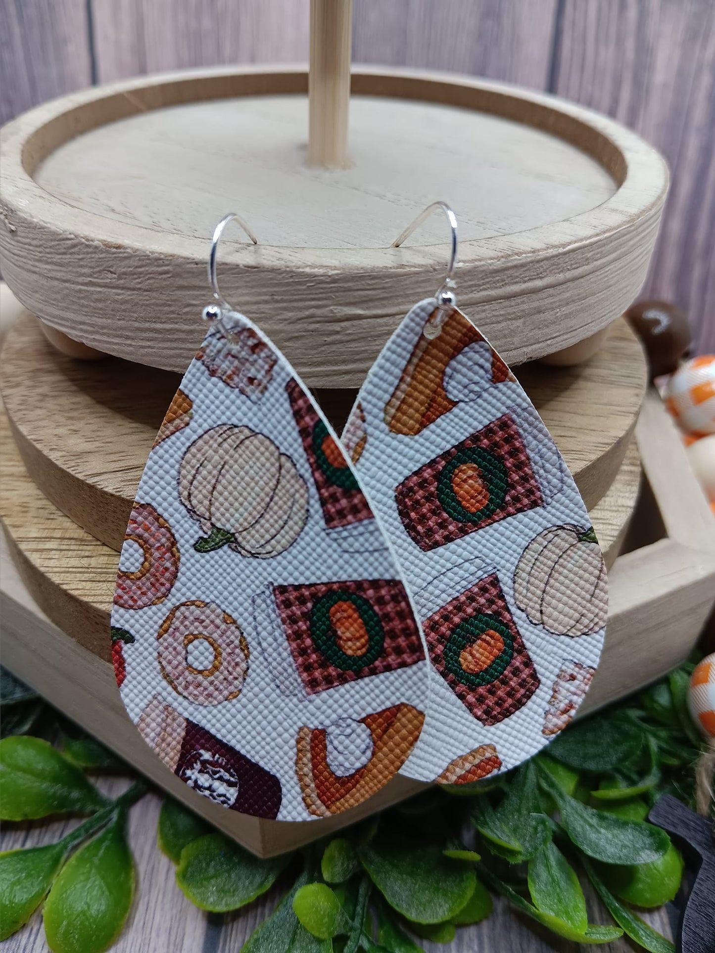 Fall Themed Leather Style Earrings