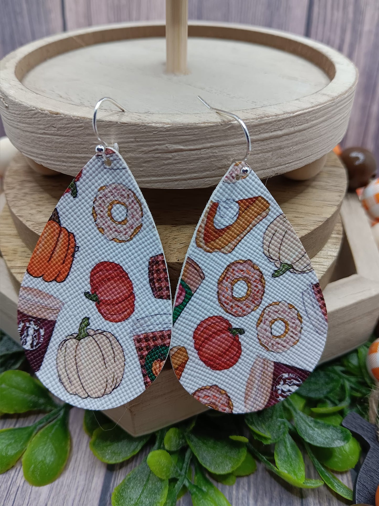 Fall Themed Leather Style Earrings