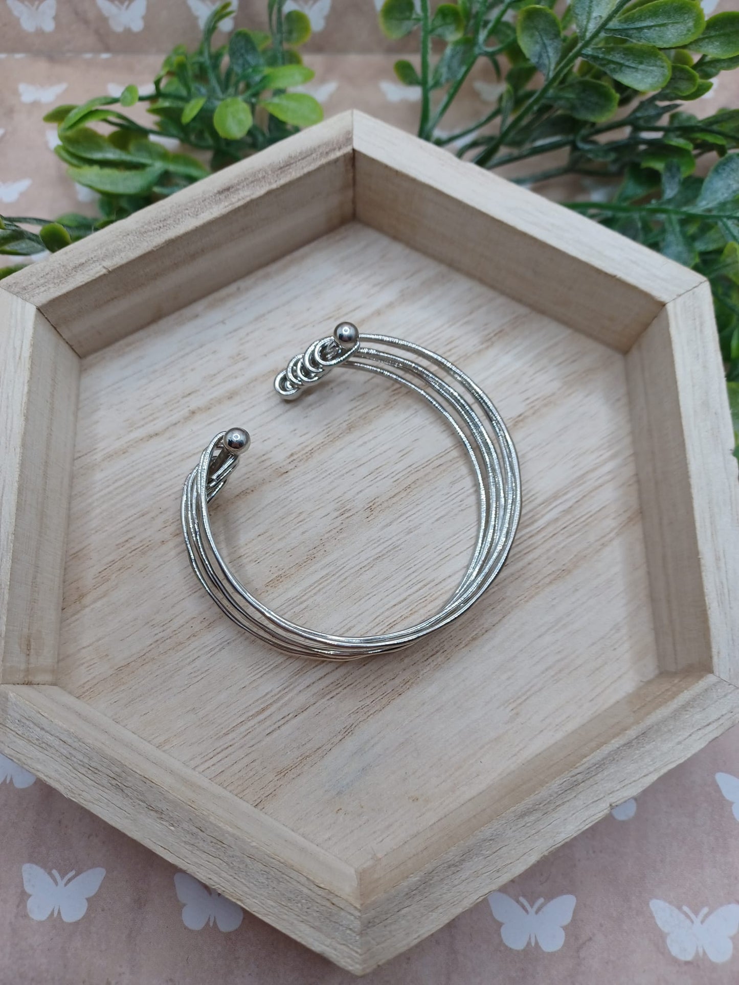 Silver Stacked & Textured Cuff Style Bracelet