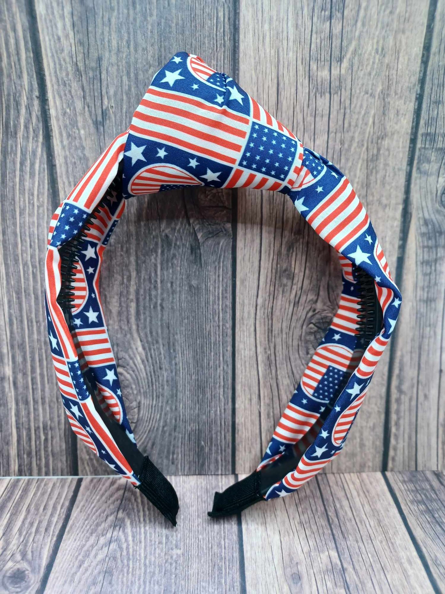 Red, White, & Blue Rectangular Design Top Knot Headband