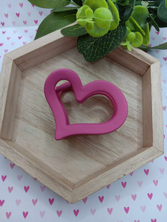 Hot Pink Heart Hair Claw Clip
