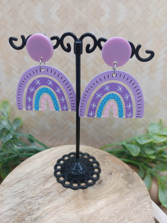Purple Acrylic Rainbow Earrings