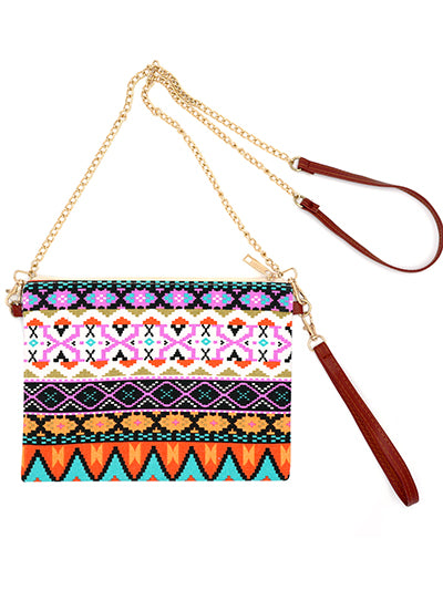 Brightly Colored Aztec Style Crossbody Style Bag