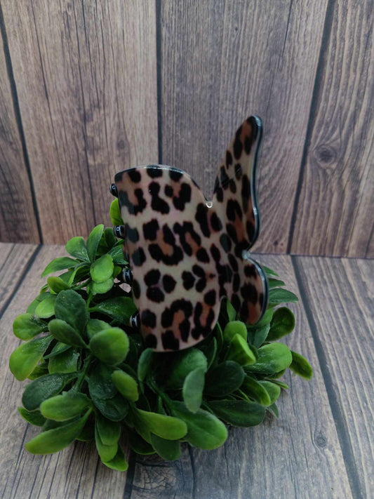 Light Brown w/ Dark Brown Leopard Butterfly Hair Claw Clip