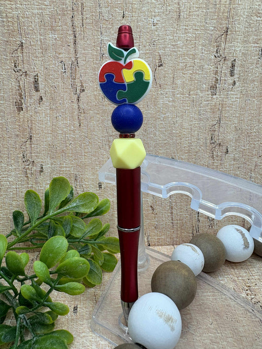Autism Apple Beaded Ink Pen